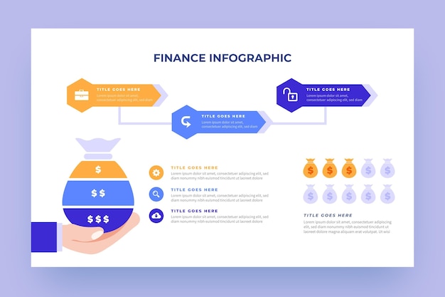 Infográfico de finanças com elementos ilustrados