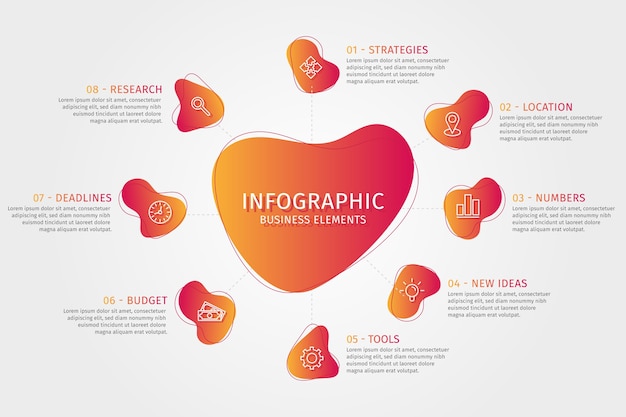 Infográfico de forma abstrata gradiente