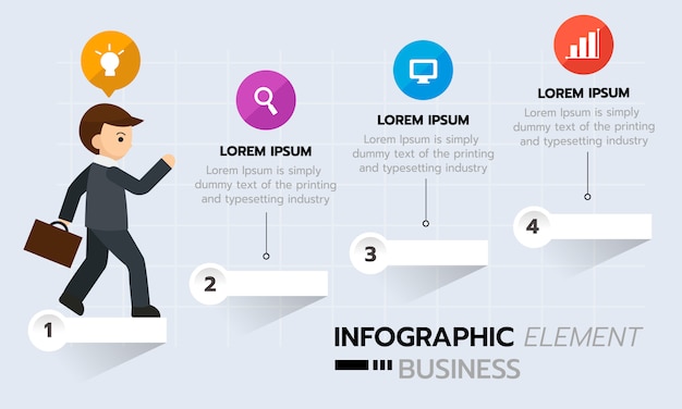 Infográfico de gráfico de negócios corporativos, passo do sucesso. modelo de cronograma infográfico.