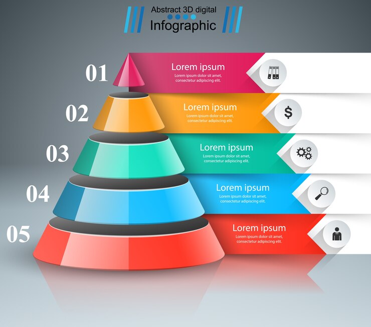 Vetor infográfico de ilustração digital 3d abstrata