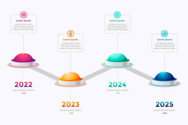 Vetor infográfico de linha do tempo gradiente colorido