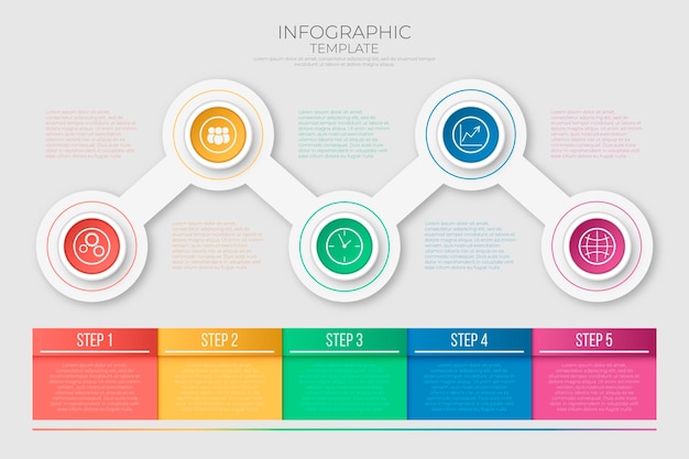 Infográfico de linha do tempo gradiente colorido