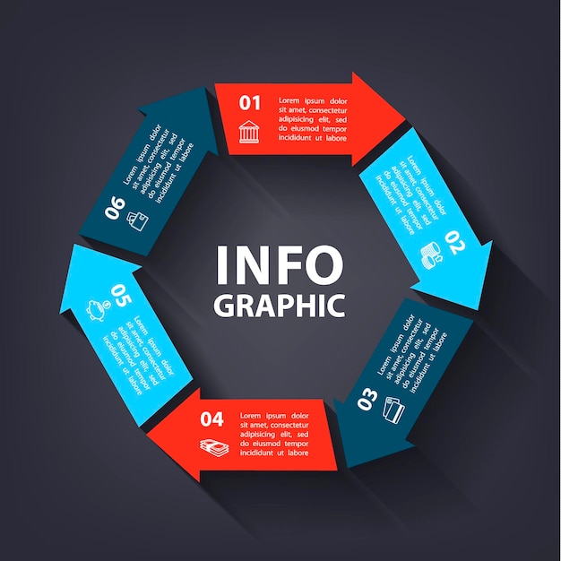 Infográfico de loop colorido de vetor modelo para apresentação de gráfico de diagrama e gráfico resumo