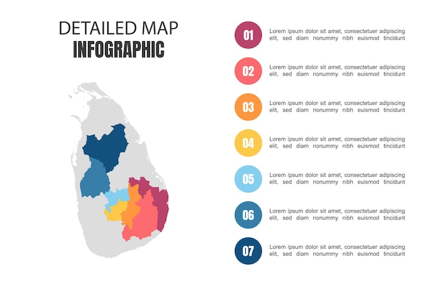 Infográfico de mapa detalhado moderno do Sri Lanka