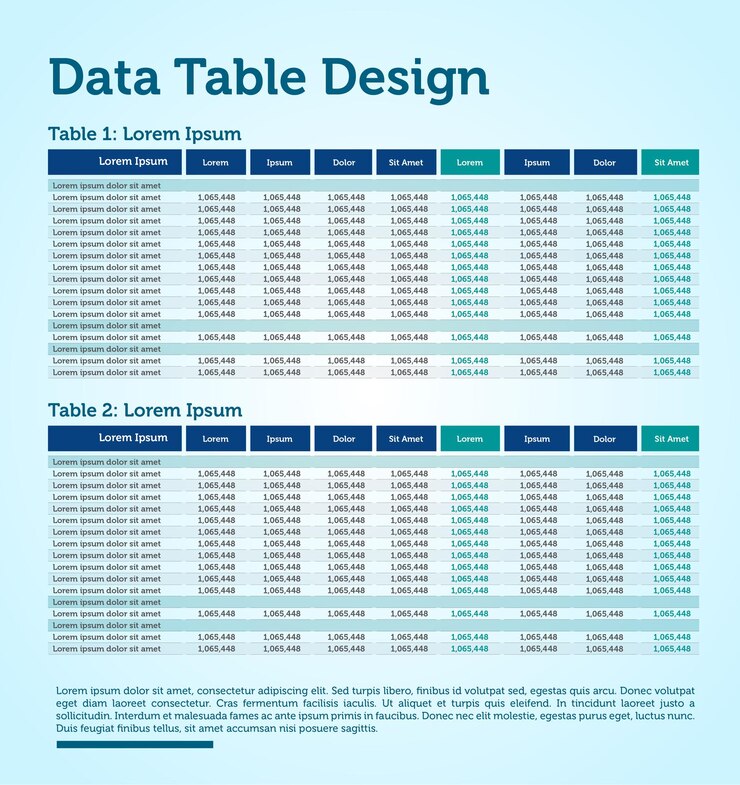 Vetor infográfico de modelo de tabela de dados