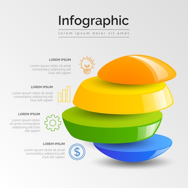 Infográfico de negócios 3d brilhante