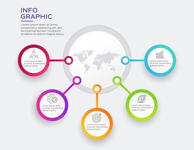 Infográfico de negócios com 5 opções