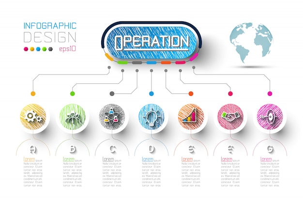 Infográfico de negócios com 7 etapas.