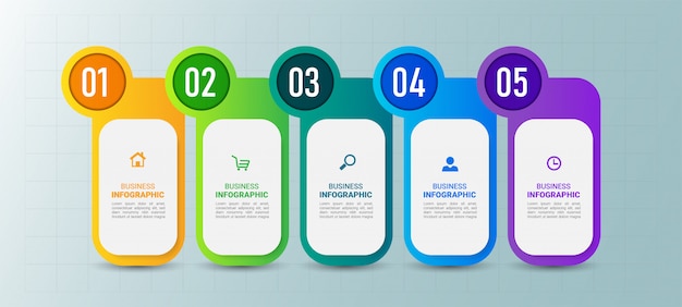Infográfico de negócios com cinco etapas