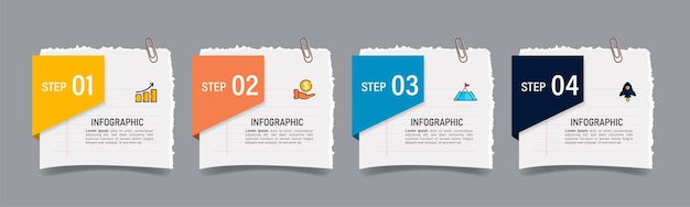 Infográfico de negócios com design de papel de nota