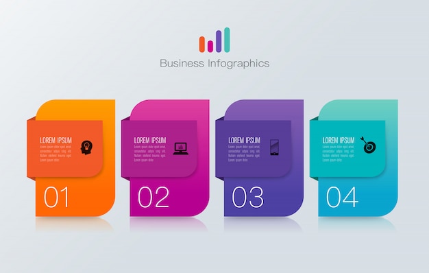 Vetor infográfico de negócios com etapas e opções