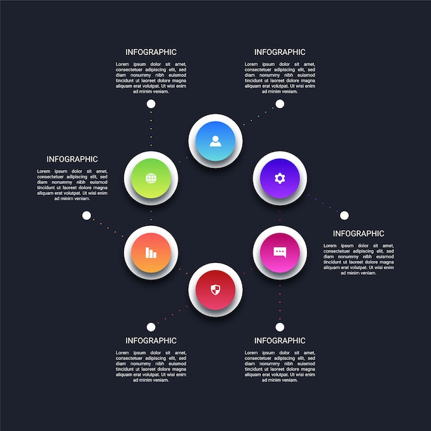 Infográfico de negócios de seis etapas