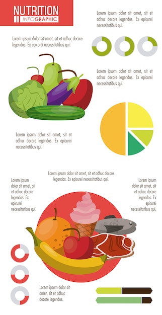 Vetor infográfico de nutrição e comida