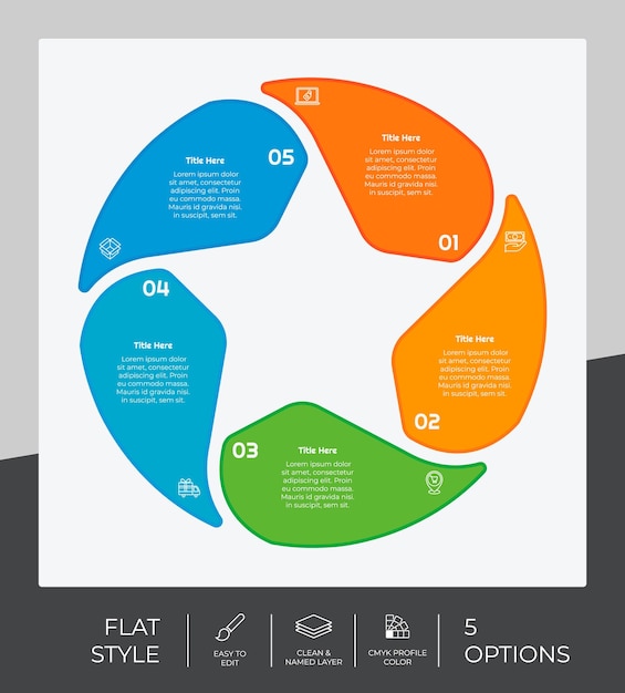Vetor infográfico de opção de negócios de apresentação com estilo simples e conceito colorido 5 opções de infográfico podem ser usadas para fins comerciais