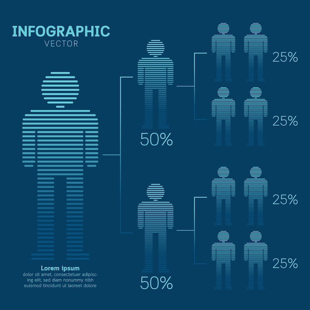 Infográfico de organograma de ícone de pessoas.