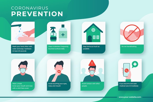 Vetor infográfico de prevenção de coronavírus