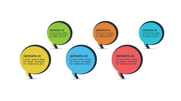 Infográfico de quadrinhos com opções de 6 etapas partes ou processos Visualização de dados de negócios