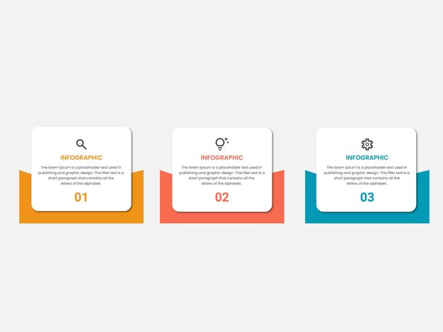 Infográfico de retângulo de negócios em formas de três etapas