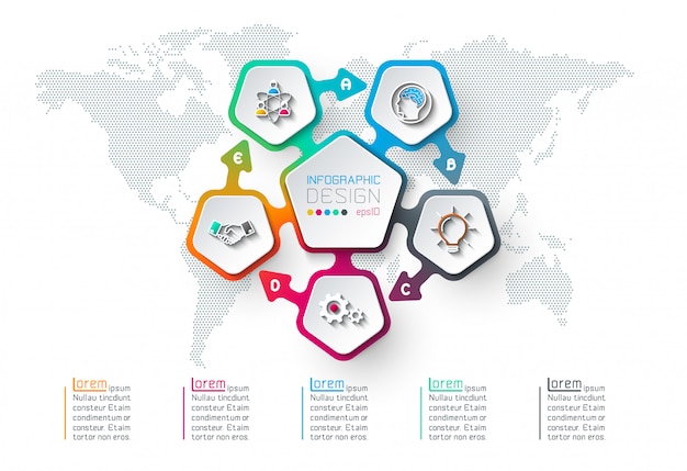 Infográfico de rótulo de Pentágonos