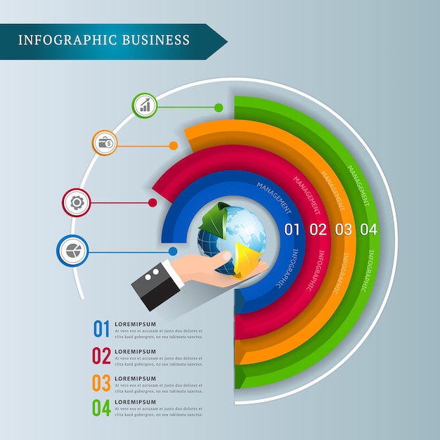 Infográfico de seta moderna do mundo.