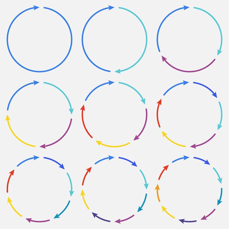 Vetor infográfico de setas de círculo vetorial modelo para apresentação de gráficos de diagramas e gráficos