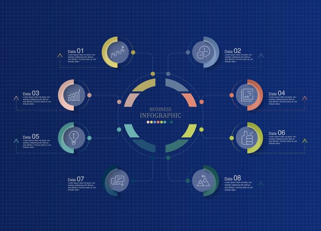 Infográfico de tema azul