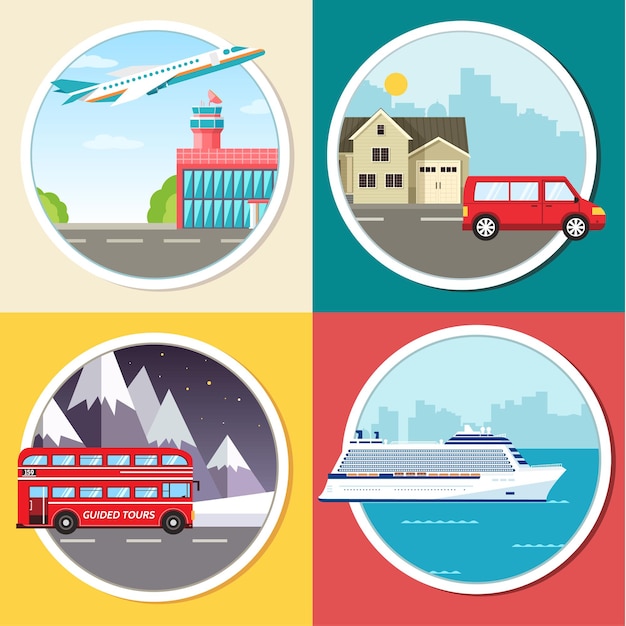 Infográfico de transporte de variações de viagens