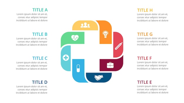 Infográfico de vetor de sinal de adição modelo de slide de apresentação médica conceito de saúde logotipo do hospital