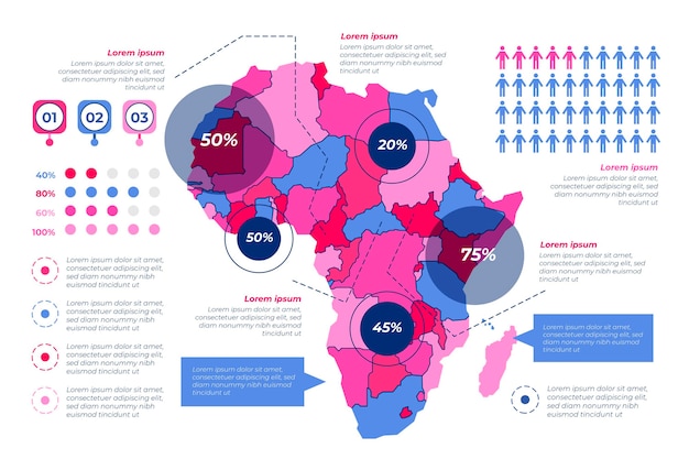 Vetor infográfico desenhado à mão do mapa da áfrica