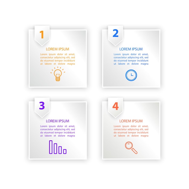 Infográfico design de modelo de etiqueta em 3d conceito de negócio infográfico com número 4 opções