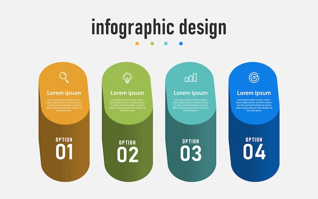 Infográfico design etapas 3d com 4 opções de modelo