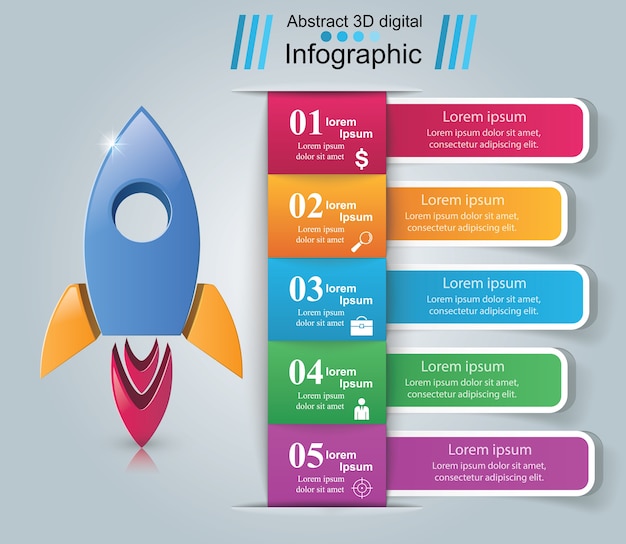 Infográfico design modelo e marketing ícones.