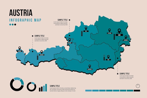 Infográfico do mapa da Áustria em design plano