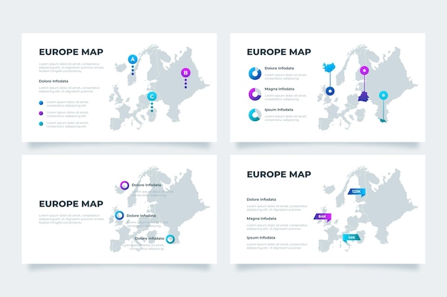 Infográfico do mapa da europa de gradiente