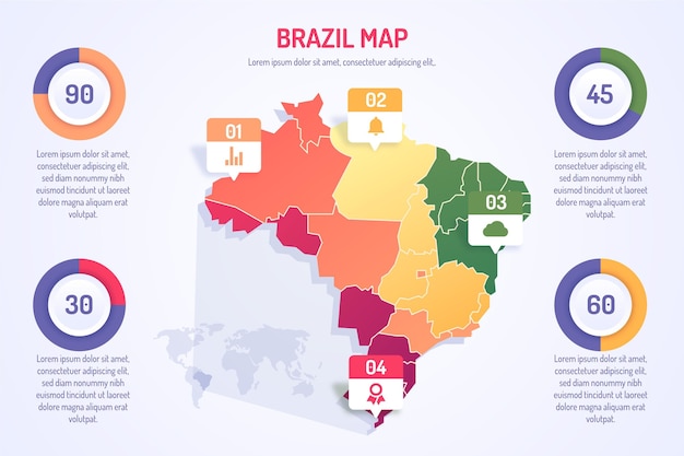 Infográfico do mapa do brasil plano