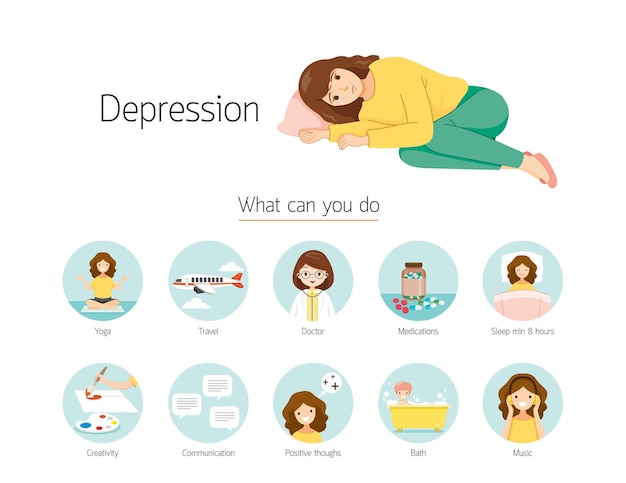 Vetor infográfico do que você pode fazer quando estiver deprimido