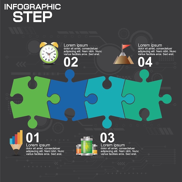 Infográfico e ícones podem ser usados ​​para layout de fluxo de trabalho