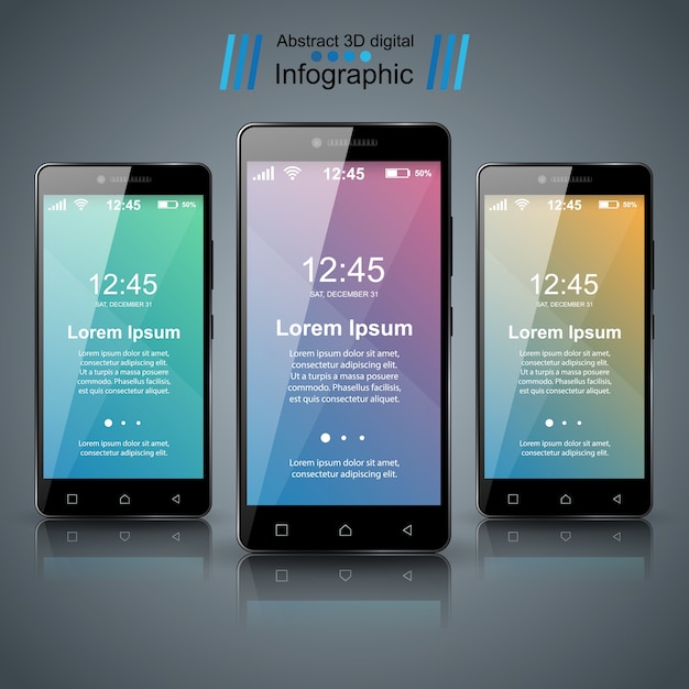 Vetor infográfico em 3d. ícone do smartphone.