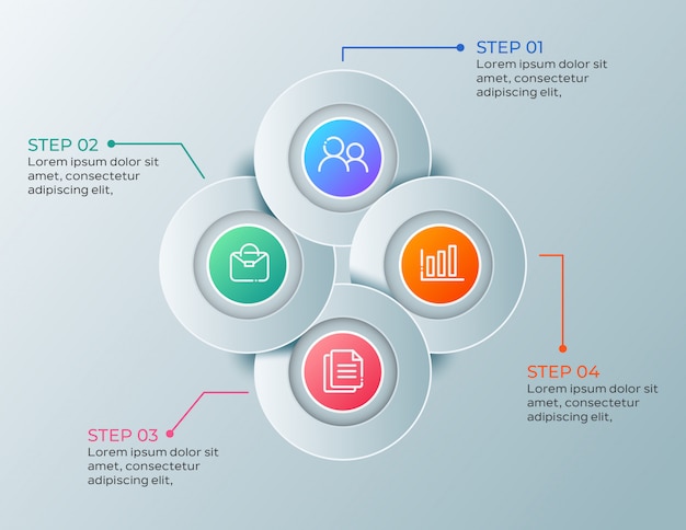 Infográfico empresarial moderno com 4 passos