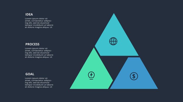 Vetor infográfico escuro abstrato com modelo de 6 elementos para web em uma apresentação de negócios de fundo preto