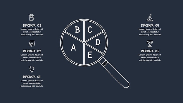 Infográfico escuro criativo com modelo de 3 elementos para web em uma apresentação de negócios de fundo preto