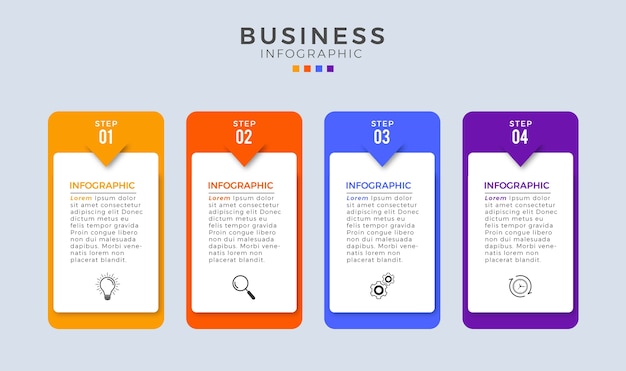 Vetor infográfico etapas 4 criar modelos de negócios