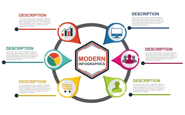 Infográfico hexagonal