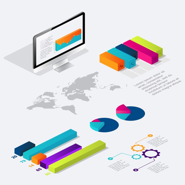 Vetor infográfico isométrico plano 3d para suas apresentações de negócios.