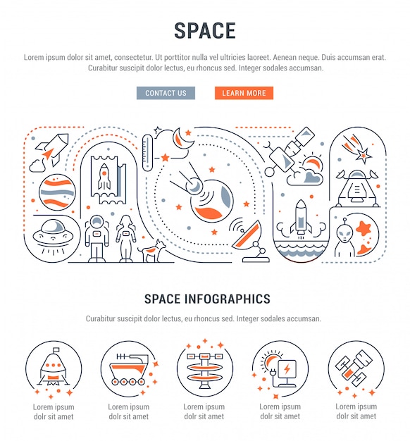 Vetor infográfico linear de espaço