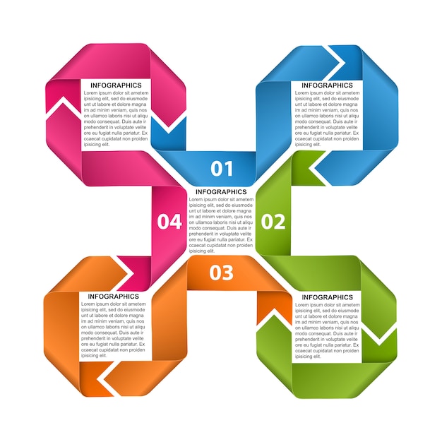 Infográfico modelo com fitas