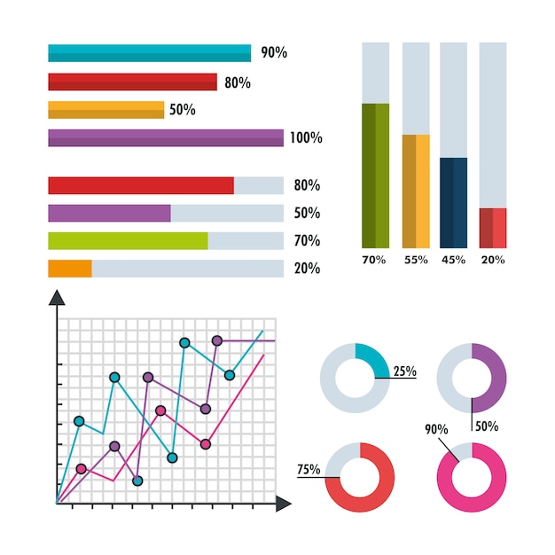 infográfico modelo conjunto de ícones