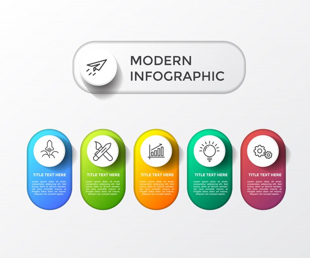 Infográfico moderno colorido com mesa 3d