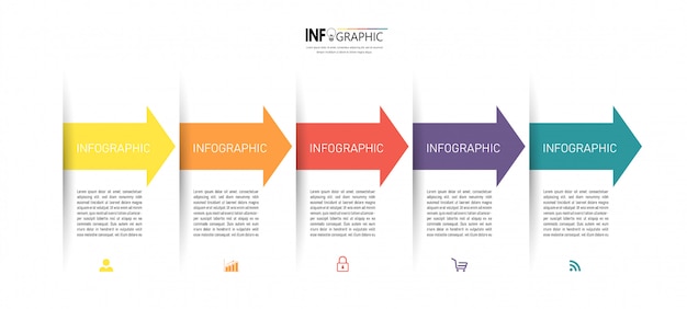 Infográfico moderno de cinco etapas