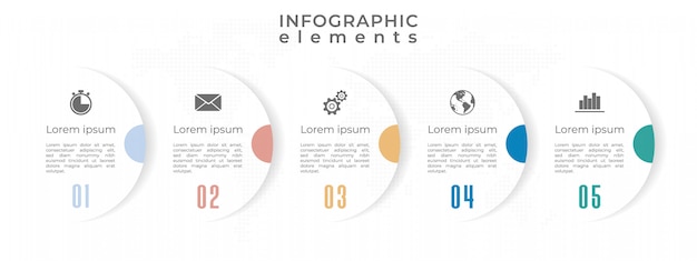 Infográfico moderno timeline modelo 5 opções ou passo.